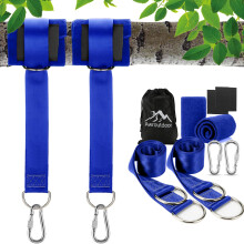 Awroutdoor Hammock Attachment Set with 2 Tree Protection Pads and 2 Premium Carabiners (Blue)