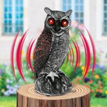 Solar Owl Decoy to Scare Birds Away Fake Owl Bird Scarer Lifelike Owls Bird Deterrent with Red Flashing Eyes & Frightening Sound, Waterproof Owls Sca