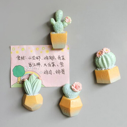 Cactus-shaped fridge magnets resin 6 pcs 1