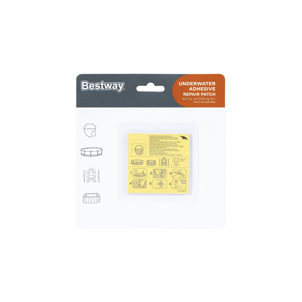 Bestway Underwater Adhesive Repair Patch, Swimming Pool Patch Repair Kit, Pool Puncture Repair Patch, 10 Patches
