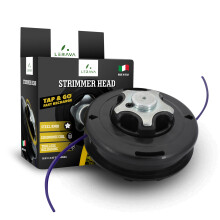 LERAVA Strimmer Head - M10x1.25 Universal Wire Trimmer Head - Bump Feed Tap & Go Brushcutter Head with Steel Knob - Petrol Strimmer Replacement Head