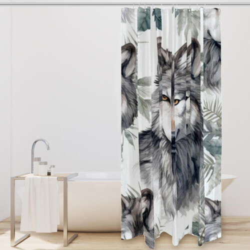 Cortina de ducha Wolf impermeable con ojales, 72" x 72" 1