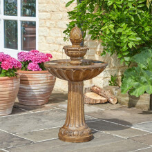 Garden Mile Freestanding Solar Water Fountain - 85cm Resin Weather Resistant Outdoor Solar Water Feature & Bird Bath - Large Garden Fountain for Pati