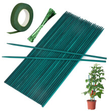 30 Pcs Green Plant Support Sticks Garden Stakes Bamboo Sticks with 30 Yard Florist Tape,Green Garden Sticks for Garden or Home Vegetables Flowers Fru