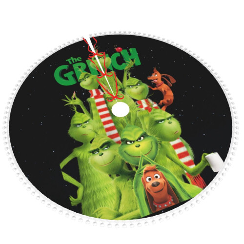 Φούστα Χριστουγεννιάτικου Δέντρου Grinch με Πομ Φινίρισμα 48 Ίντσες 1