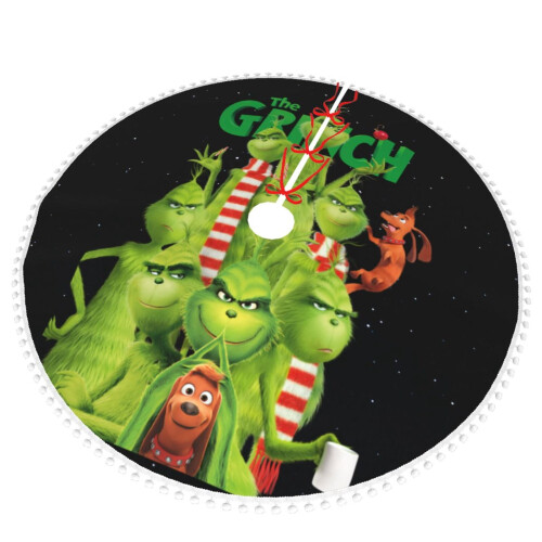 Φούστα Χριστουγεννιάτικου Δέντρου Grinch με Πομ Φινίρισμα 48 Ίντσες 2