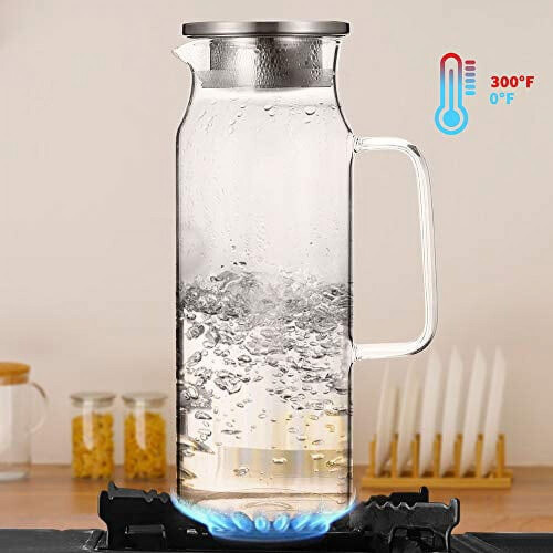 Γυάλινη κανάτα με καπάκι 50oz ανθεκτικό στη θερμότητα βοριοπυριτικό 2