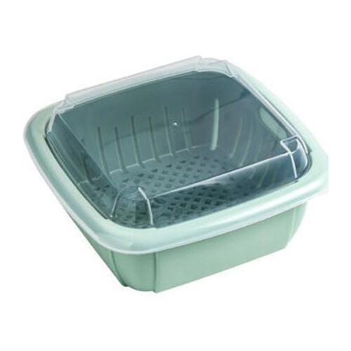 Cesta de drenaje de plástico de doble capa multifuncional para frutas y verduras. 1
