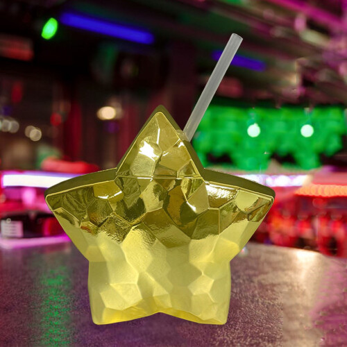 Star-shaped PP straw cup with lid, food-grade plastic, 2