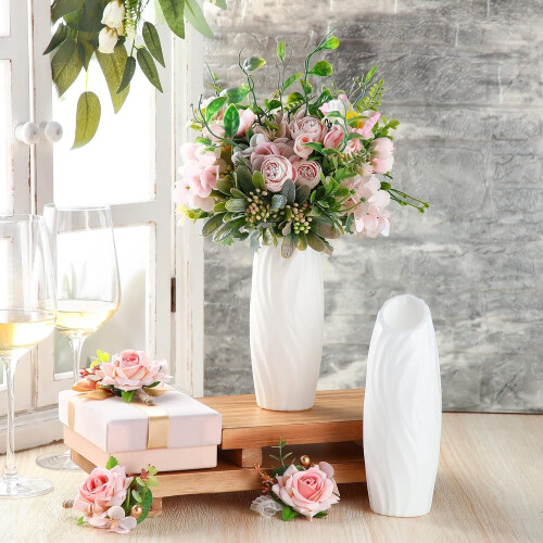 White Plastic Vases 8 inch 5 pack 2