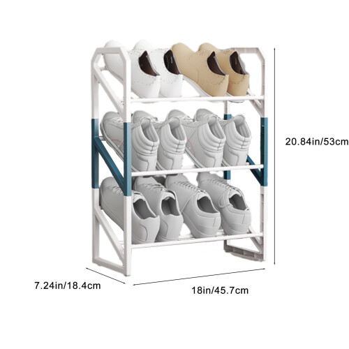 Shoe Rack Black 3-Tier Stackable 20-Pair Capacity 2