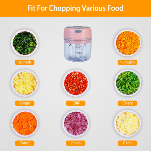 TeqHome Mini Electric Garlic Chopper 8.45 oz 1