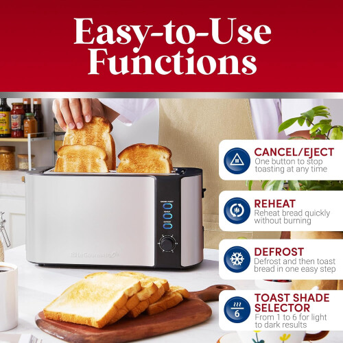 ECT4123 4-slice toaster with long slots stainless steel 1