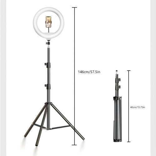 LED Circle Light with Tripod and Phone Holder 10 inch 1