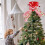 Red Christmas Tree Topper Hat with Striped Bow 1pc 2