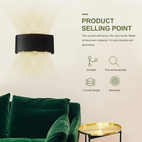 Applique murale incurvée à LED pour intérieur et extérieur 2
