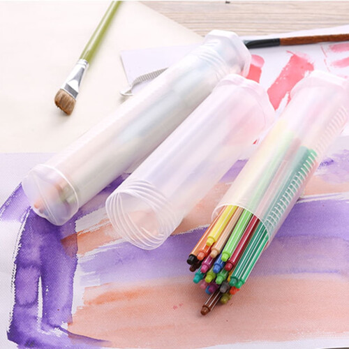 Slanke, transparante cilindervormige etui van plastic (1 stuk) 1