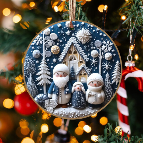 White and Blue Acrylic Christmas Ornaments Snowman Tree 2