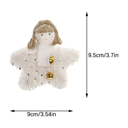 White Plush Five-Pointed Star Bell Doll Decoration 1pc 2