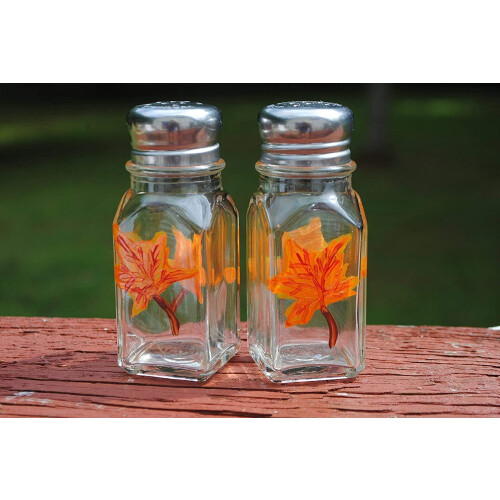 Autumn Orange Maple Leaf Pepper Shakers Set 1