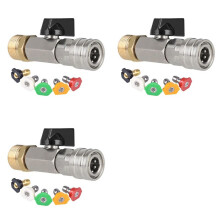 3X Kit de Válvula de Esfera para Lavadora Alta Pressão com Conector Rápido 1/4 Polegada e M22 de 14 mm para Mangueira de Lavadora de Alta Pressão,
