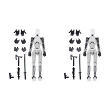 2X Robot Action Figure, 3D Printed with Full Articulation for Stop Motion Animation White