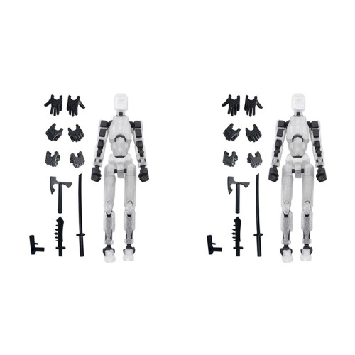 2X Robot Action Figure, 3D Printed with Full Articulation for Stop Motion Animation White