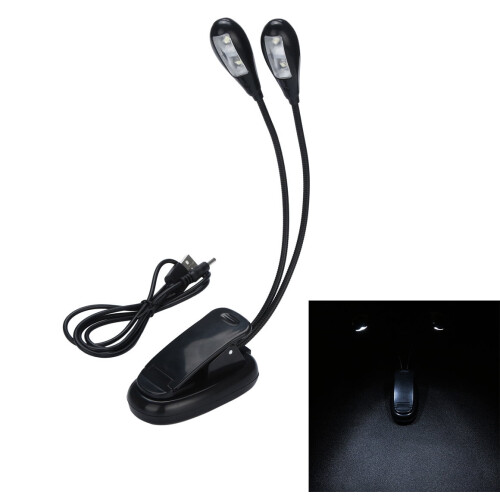 Mini lampe de bureau LED rechargeable USB à double bras avec pince 1