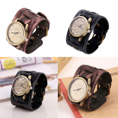 Leather Bracelet Watch Brown 1 Piece 1