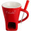 (Red) Chocolate Ceramic Fondue Mug with Fork, Melting Chocolate Pot, Cheese Warmer Cup 1