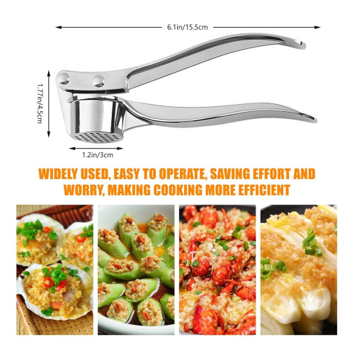 Stainless Steel Garlic Press 4-in-1 1
