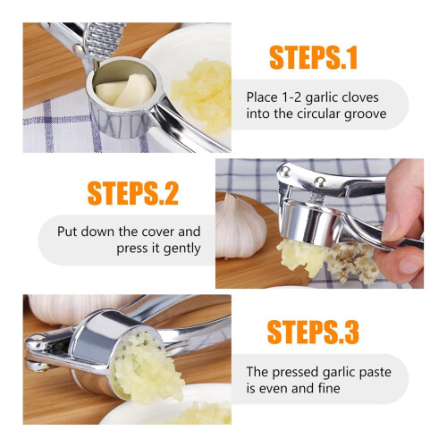 Stainless Steel Garlic Press 4-in-1 2