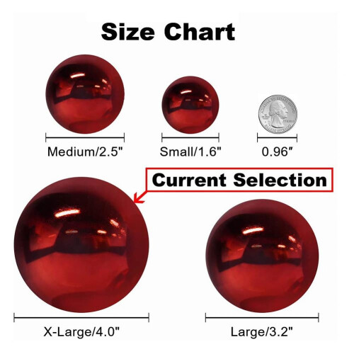 Christmas Ornament Ball Red Shiny Shatterproof 6 Pack 3.2 1