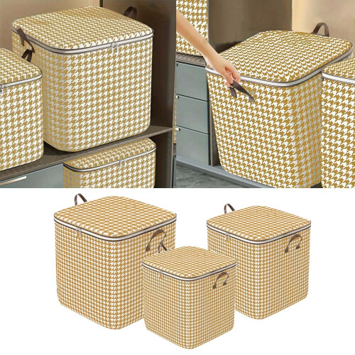 Yellow Houndstooth Under Bed Storage Box3-Pack 1