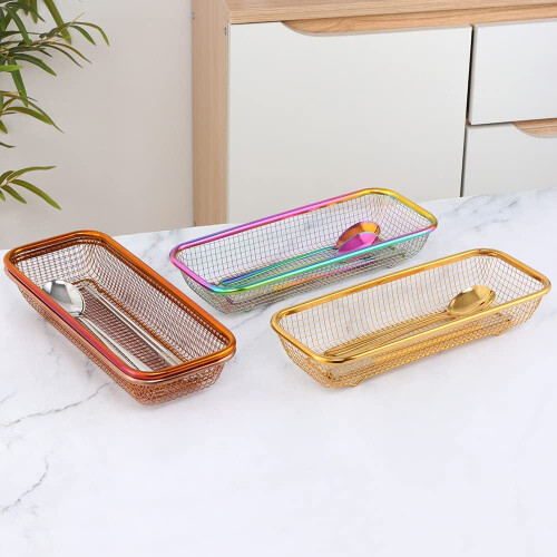 Kitchen Drawer Organizer Stainless Steel 2-Pack Orange 1