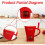 (Red) Chocolate Ceramic Fondue Mug with Fork, Melting Chocolate Pot, Cheese Warmer Cup 3