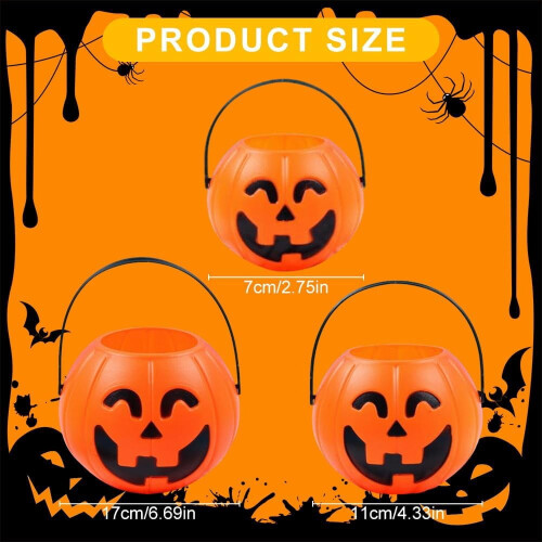 Halloween plastic pumpkin bucket reusable 1 piece 2