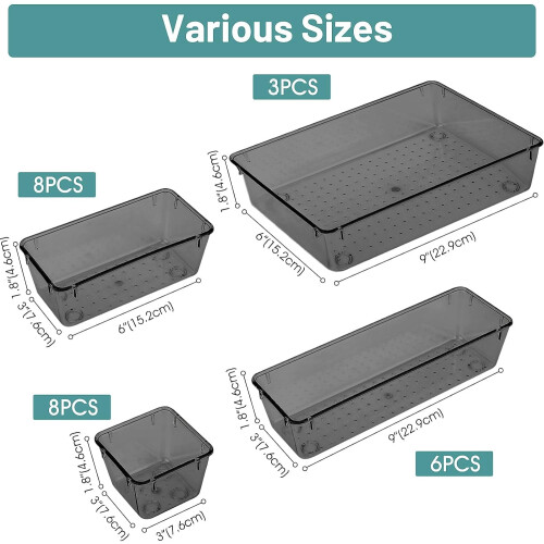 Plastic Drawer Organizer Set Black 25 pcs 1