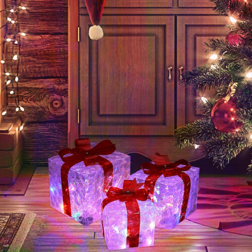 Red Lighted Gift Box Decoration L Size 2