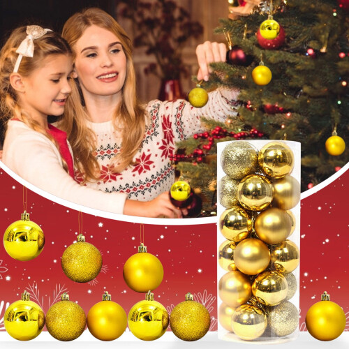 Gold Christmas Ball Ornaments 3cm 24 pcs 1