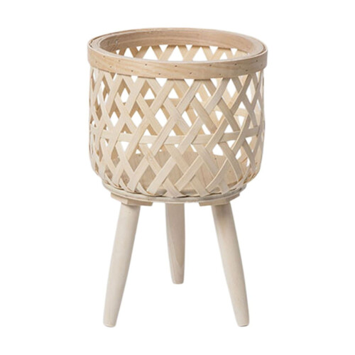 Support en bois tressé pour pots de fleurs d'intérieur 1
