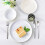 Ceramic Dinnerware Set Modern White for 4 People 12 Pieces 3