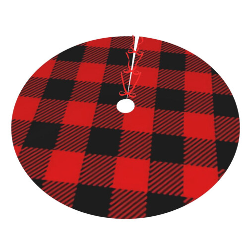 Christmas tree skirt plaid 48 inch thick rustic holiday 2