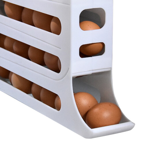 4-Layer Rolling Egg Dispenser, White, 30-Egg Capacity 2