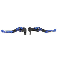 1 Pair Folding Clutch Lever Aluminum Alloy Adjustable Motorcycle Clutch Brake Handle Lever for MT‑09 YZF‑R6 Blue