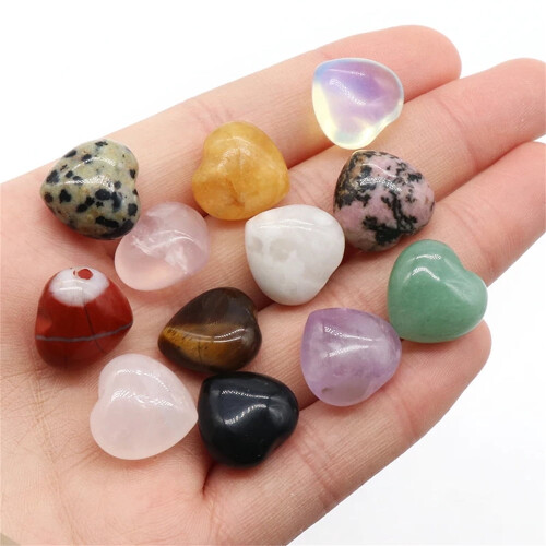 Heart-Shaped Healing Crystal Stones for Chakra Balancing, 1