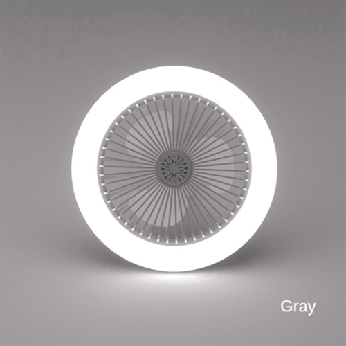 Plafondventilator met afstandsbediening, verlichting en grijze E27-fitting 1