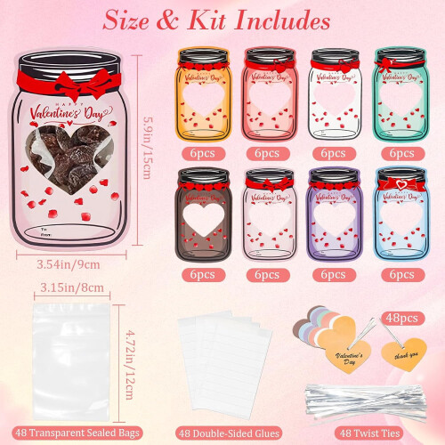 Valentinstagskarten für Kinder im Einmachglas-Design, 48er-Pack 2