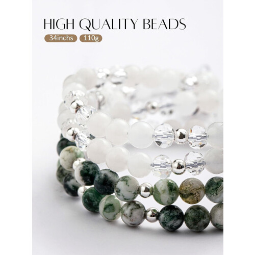 ID badge lanyard with natural stone beads, agate, 1pc 2