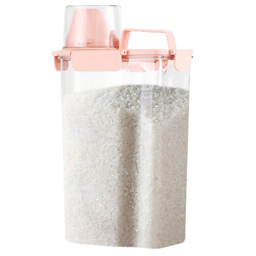 Rijstcontainer met transparant, luchtdicht deksel, 3 liter, roze 1